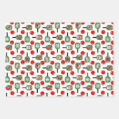 ピックボールジョイクリスマスオーナメントレッドグリーンホワイト ラッピングペーパーシート (正面)