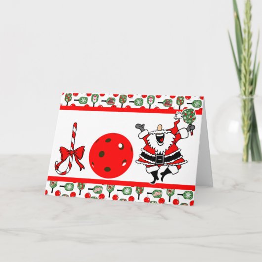 ピックボールジョイクリスマスクリスマスサンタパドル サンキューカード (正面)