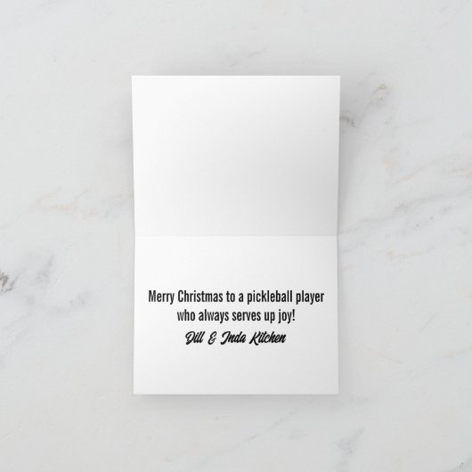 ピックボールジョイクリスマスクリスマスサンタパドル シーズンカード (内部)