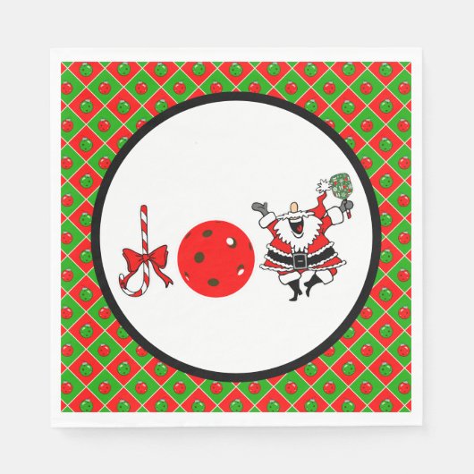 ピックボールジョイクリスマスクリスマスパーティーレッドグリーンオーナメント スタンダードランチョンナプキン (正面)
