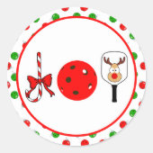 ピックボールジョイクリスマスクリスマスパーティーレッドグリーンオーナメント ラウンドシール (正面)