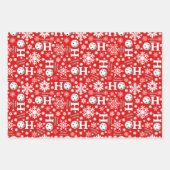 ピックボールジョイクリスマスクリスマスパーティーレッドグリーンオーナメント ラッピングペーパーシート (正面3)