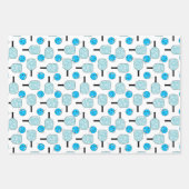 ピックボールジョイクリスマスパーティーブルーホワイトオーナメント ラッピングペーパーシート (正面)