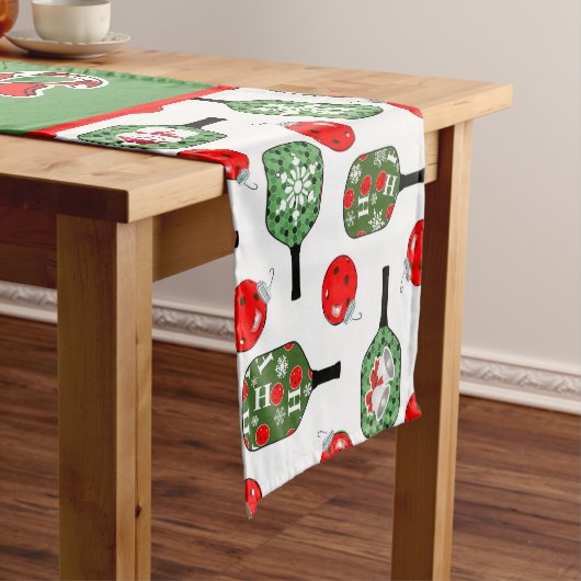 ピックボールジョイクリスマスパーティーレッドグリーンサンタ ショートテーブルランナー (インサイチュ)