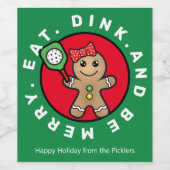 ピックボールジンジャーブレッド女子カスタム文字 ワインラベル (シングルラベル)