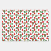 ピックボールスノーボールオーナメント&パドルレッドグリーン ラッピングペーパーシート (正面3)