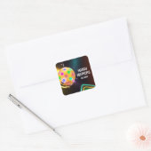 ピックボールスポーツネオンテーマディスコボールパーティー スクエアシール (封筒)