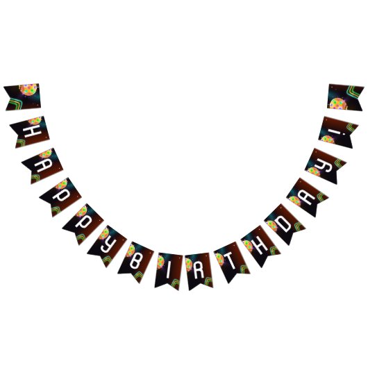 ピックボールスポーツネオンテーマディスコボールパーティー バンティングフラッグ (全)