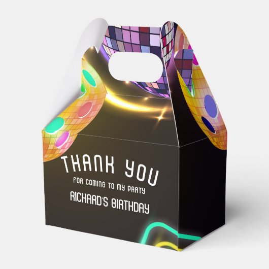 ピックボールスポーツネオンテーマディスコボールパーティー フェイバーボックス (裏面サイド)