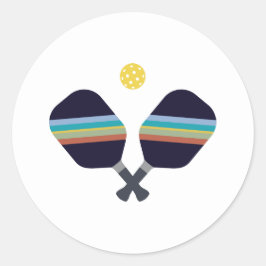 ピックボールスポーツパドルストライプのブルー ラウンドシール