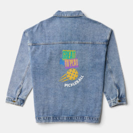 ピックボールスポーツTシャツティー引用文 デニムジャケット