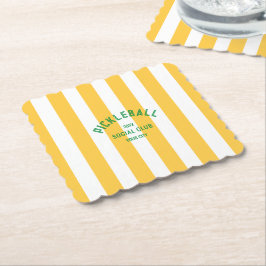 ピックボールソーシャルクラブイエローカバナストライプパーティー ペーパーコースター