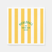 ピックボールソーシャルクラブイエローカバナストライプ スタンダードカクテルナプキン (正面)
