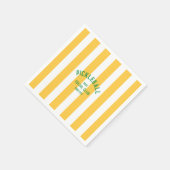 ピックボールソーシャルクラブイエローカバナストライプ スタンダードカクテルナプキン (角)