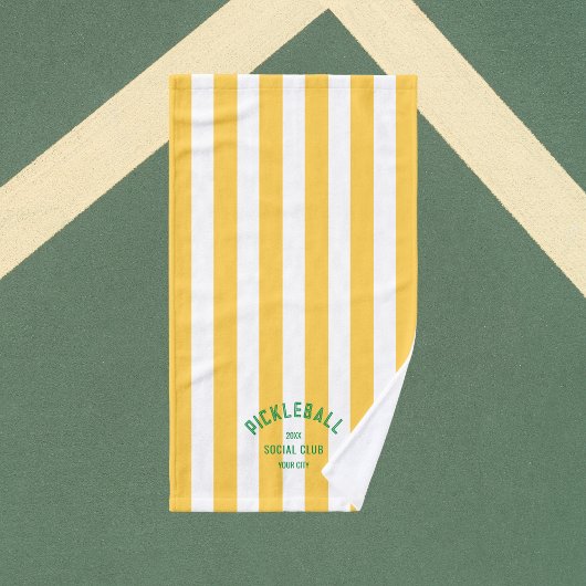 ピックボールソーシャルクラブイエローカバナストライプ ハンドタオル
