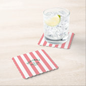 ピックボールソーシャルクラブピンクカバナストライプパーティー ペーパーコースター (インサイチュ)