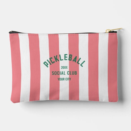 ピックボールソーシャルクラブピンクカバナストライプ アクセサリーポーチ (裏面)