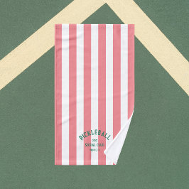 ピックボールソーシャルクラブピンクカバナストライプ ハンドタオル