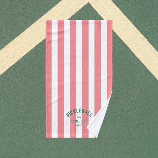 ピックボールソーシャルクラブピンクカバナストライプ ハンドタオル