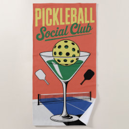 ピックボールソーシャルクラブレトロパドルコート ビーチタオル