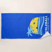 ピックボールトロピカルパームツリーサンユーカスタム文字 ビーチタオル (正面)