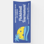 ピックボールトーナメントトロピカルパームツリーサンビーチ 横断幕 (縦)