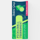 ピックボールトーナメントバナーグリーンとティール（緑がかった色）ブルー 横断幕 (縦)
