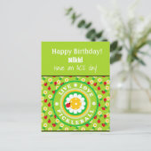 ピックボールハッピーバースデーかわいいカスタマイズ可能カード ポストカード (スタンド正面)