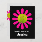 ピックボールハッピーバースデーかわいいブラックカスタマイズ可能 ポストカード (正面/裏面)