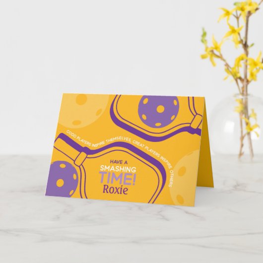 ピックボールハッピーバースデーイエローカスタマイズ可能カード カード (黄色い花)