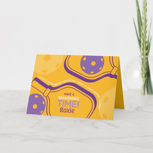 ピックボールハッピーバースデーイエローカスタマイズ可能カード カード (正面)