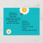 ピックボールハッピーバースデーターコイズカスタマイズ ポストカード (裏面)