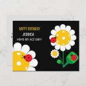 ピックボールハッピーバースデーブラックカスタマイズ可能カード ポストカード (正面/裏面)