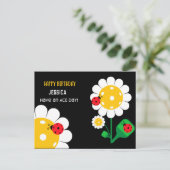 ピックボールハッピーバースデーブラックカスタマイズ可能カード ポストカード (スタンド正面)