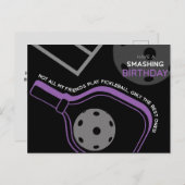 ピックボールハッピーバースデーブラックカスタマイズ可能カード ポストカード (正面/裏面)