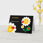 ピックボールハッピーバースデーブラックカスタマイズ カード (黄色い花)