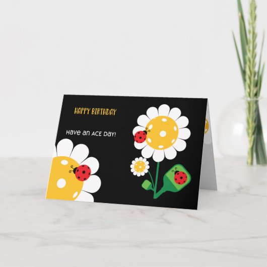 ピックボールハッピーバースデーブラックカスタマイズ カード (正面)