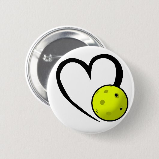ピックボールハートバレンタインラブブラックアンドイエロー 缶バッジ (正面&裏面)