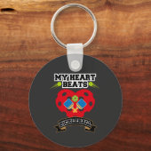 ピックボールハートパドルボールパッションスポーツラブ キーホルダー (正面)