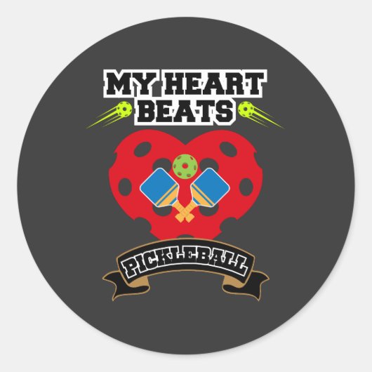 ピックボールハートパドルボールパッションスポーツラブ ラウンドシール (正面)