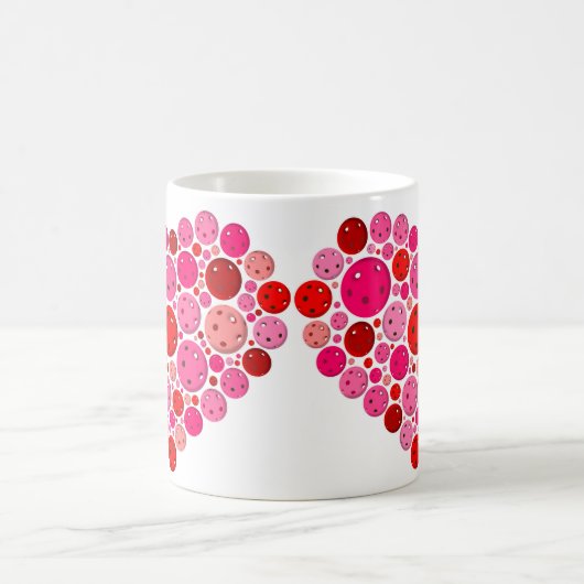 ピックボールハートピンクと赤の愛 コーヒーマグカップ (中央)