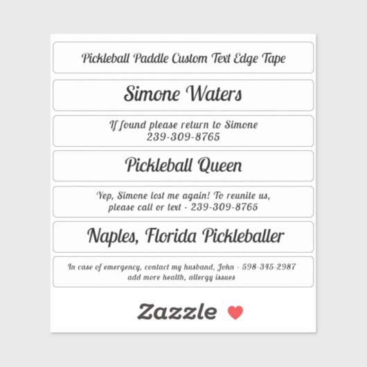 ピックボールパドルエッジテープ名前をカスタムする文字氷 シール (シート)