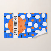 ピックボールパドルオレンジボールブルーパーソナライズされた ハンドタオル (ハンドタオル)