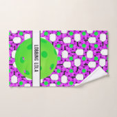 ピックボールパドルパーソナライズされたパープルハニカム ハンドタオル (ハンドタオル)