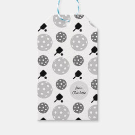 ピックボールパドルラケットボールモノグラムキッズ名 ギフトタグ