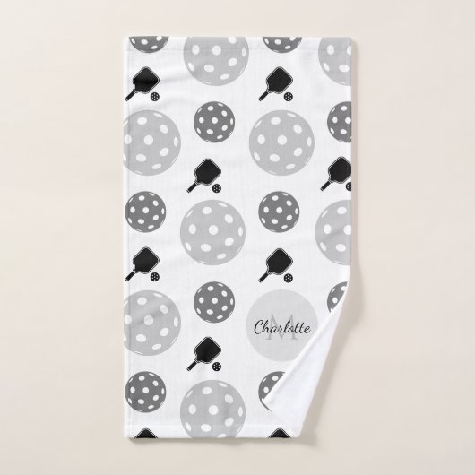ピックボールパドルラケットボールモノグラムキッズ名 ハンドタオル (ハンドタオル)