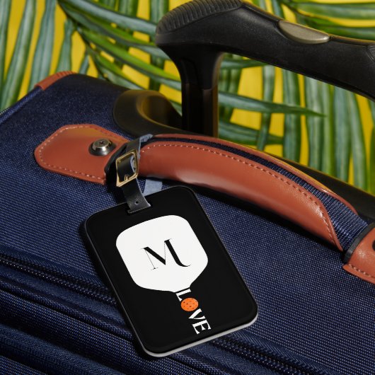 ピックボールパドルラブオレンジボールパーソナライズされた ラゲッジタグ (正面インサイチュ1)