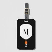 ピックボールパドルラブオレンジボールパーソナライズされた ラゲッジタグ (正面縦)