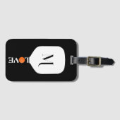 ピックボールパドルラブオレンジボールパーソナライズされた ラゲッジタグ (正面横)