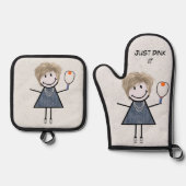 ピックボールパドル付きステックフィギュア 鍋つかみ&鍋敷きセット (正面)